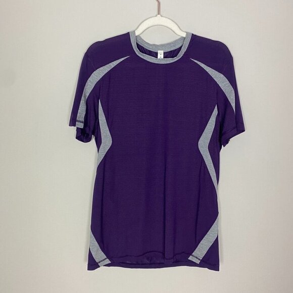 Lululemon T Shirt Active Purple Mens Medium Breathable Colorblock - Picture 1 of 5